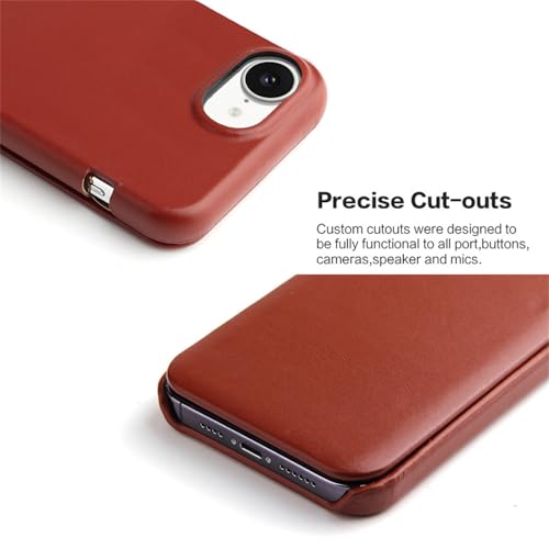 Étui fin iPhone 16e cuir véritable naturel marron vintage - 5