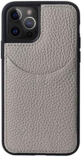 Étui en cuir iPhone 13 Pro Max antichoc de style litchi gris haut de gamme