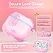 with Safety Lock for AirPods Pro 3 Case 2025,Clear Cases with Phone Stand & Cleaning Kit,Soft TPU Cover for Airpods Pro 3rd Generation Case,Cute Bling Keychain for Women Girls-Pink