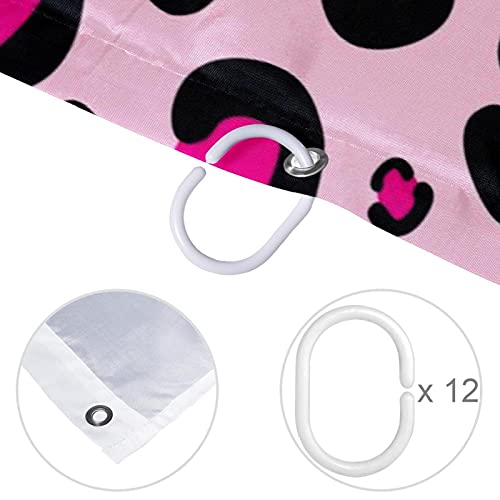 Rideau de douche léopard rose imperméable et lavable pour baignoire sans moisissure - 5