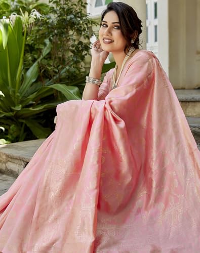 Image of Yashika Women's Trendy Pure Banarasi Kanjivaram Saree with Blouse Material