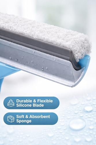 Image of 3-in-1 Spray Window Squeegee Cleaner with Built-in Water Bottle, Silicone Blade & Sponge | Glass Cleaning Tool for Bathroom, Car, Mirror & Windows | Streak-Free Cleaning (Multicolor)