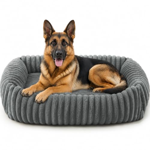 Image of FURTIME Dog Beds Large Sized Dog, Washable Orthopedic Pet Bed with Removable Cover, Rectangle Soft Calming Sleeping Puppy Bed Durable Pet Cuddler with Anti-Slip Bottom, Grey, XL(42 inchx20 inchx8 inch)