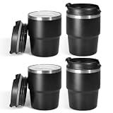 CHLJAR 6 oz Espresso Cup, Ceramic-Lined 18/8 Stainless Steel Coffee Cup With lid for Espresso Machine, Reusable & Stackable Double-Wall Vacuum Insulated Tea Cups, Dishwasher Safe, 4 Pack-Black