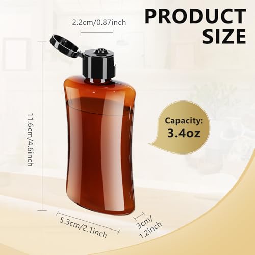 Domensi 36 Pcs 3.4 oz Travel Bottles Bulk Plastic Squeeze Lotion Bottles with Flip Cap Small Portable Travel Leak Proof Refillable Empty Cosmetic Container for Toiletries Liquid Shampoo(Amber)2
