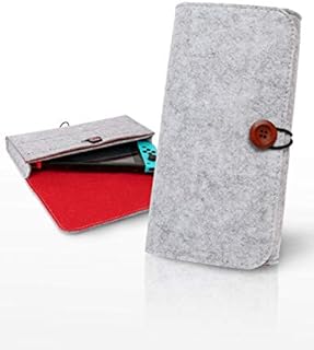 JOAWON Switch Carrying Case, Ultra Slim Professional Protective Felt Pouch for Nintendo Switch with 5 Game Cartridges Holders (Grey)