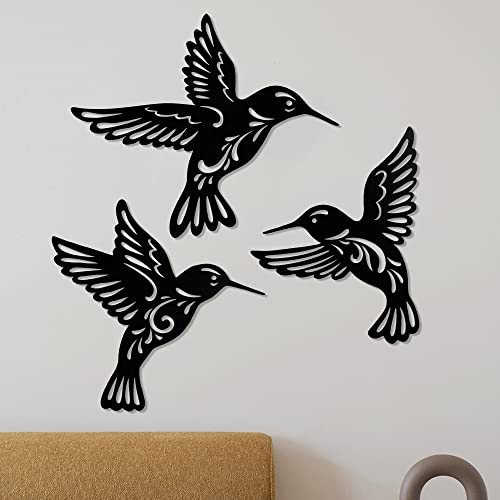 QMCAHCE Lot de 3 décorations murales en métal en forme de colibri - Décoration murale en métal pour la maison, le bureau, le salon, le jardin, la chambre à coucher Cover