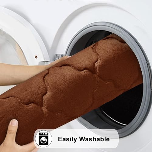 Image of Anti-Skid Memory Foam Bath mats|Washable, Non-Slip, Soft & Super Absorbent Quick Drying Mat |Door Mats Ideal for bathrooms, Showers, Kitchens & Home Entrance (60x40cm Brown Quatre)