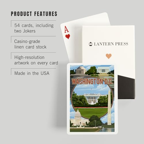 Lantern Press Washington DC Naipes Poker 52 Cartas miniatura 3