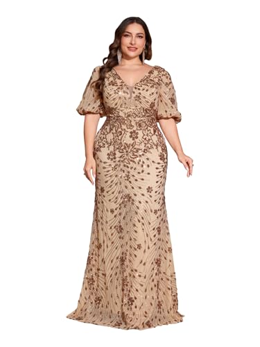 Plus Size Short Sleeves Womens Sequin Evening Dress Formal Gowns Evening Glitter Mermaid Wedding Guest Dresses