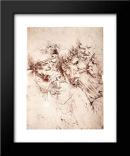 ArtDirect Study Of Five Grotesque Heads 15x18 Framed Art Print by Leonardo da Vinci