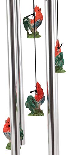 Ebros Gift Country Western Animal Farm Morning Sunshine Crowing Red Breasted Rooster Chicken Figurine Top Resonant Wind Chime For Garden Patio Rustic Farmland Cottage Themed Home Accent thumb #3