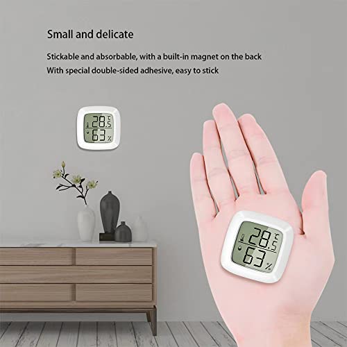 Foto von Thermometer für Innenräume 3 Stück Zimmerthermometer Digital Innen | Mini LCD | Magnetische Anziehung | Hygrometer Innen Set Magnet, Thermo-Hygrometer Digital für Gewächshaus, Wohnzimmer, Weiß