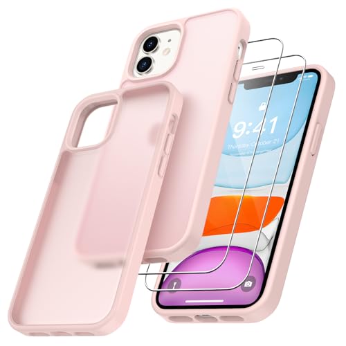 Niphabe Funda rígida compatible con iPhone 11 con 2 piezas de película protectora, Hard PC Case resistente a los arañazos, parte trasera a prueba de golpes, funda protectora con borde de TPU para