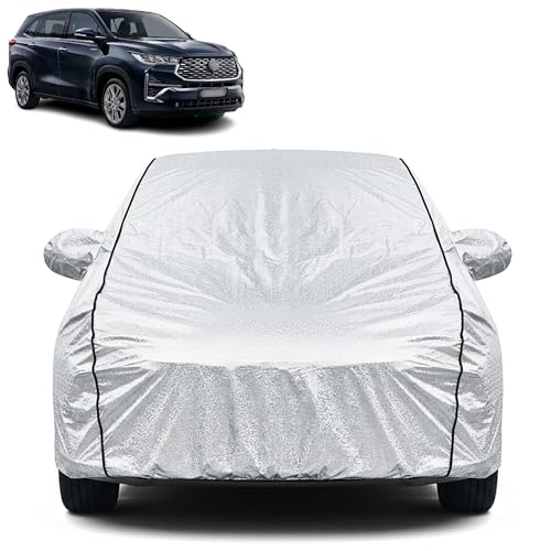 Image of Waterproof Car Cover for Toyota Innova Hycross | Dustproof, UV Resistant & Scratch Protection | Soft Cotton Lining | Triple Stitched | Mirror Pockets & Elastic Fit | Silver