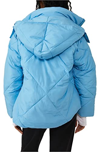 Free People Womens Emmy Swing Hooded Puffer Jacket Blue M2