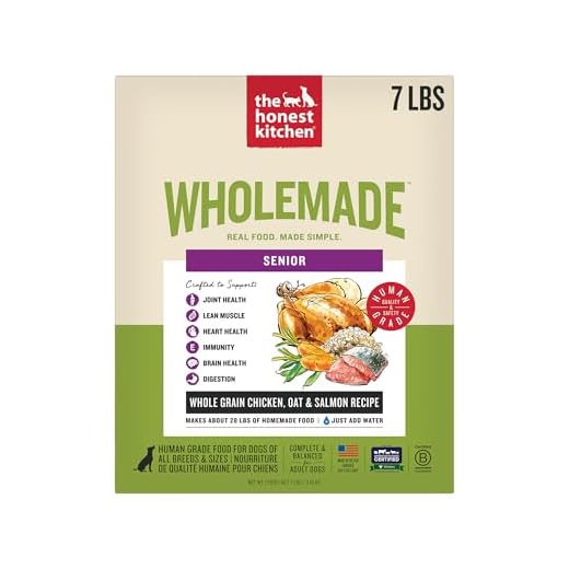 The Honest Kitchen Human Grade Wholemade Whole Grain Chicken, Oat & Salmon Dehydrated Senior Dog Food, 7lb Bag (Makes 28lbs)