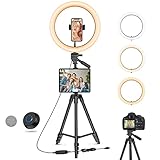 12' Large Ring Light with Stand Adjustable, 2-in-1 Phone/Tablet Mount, Dimmable LED Ring Light for...