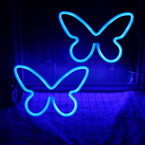 2 Stück Schmetterlings-Neonschilder Neonlicht mit USB-oder 3-AA-Batterien