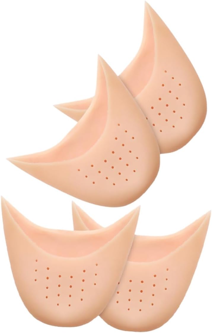 4pcs Silicone Toe Protectors Pink Long for Ballet Shoes | Forefoot and Toe Coverage, High Heels Use, Women’s Fit, Friction Protection and Comfortable Wear