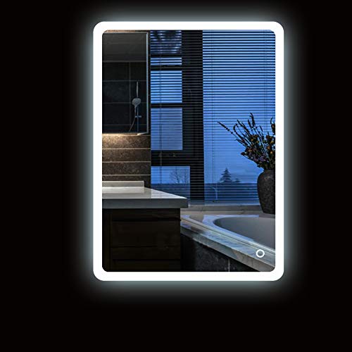 Turefans Erstaunliche Badezimmerbeleuchtung Spiegel, Spiegel Touch-Schalter, Umweltschutz und Energieeinsparung, weiß 5050LED, neues Angebot, abgerundete Ecken (50 * 70cm) Cover