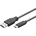 Produktbild PremiumCord USB-C auf USB 3.0 Verbindungskabel 0,15m, bis zu 5 Gbit/s, USB 3.0/3.1 SuperSpeed Datenkabel, USB 3.1 Typ C Stecker auf A Stecker, 3x geschirmt, Farbe schwarz, Länge 0,15m