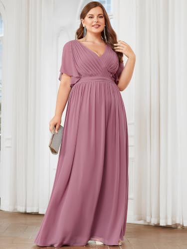 Image of Ever-Pretty Plus Women's Chiffon Maxi Plus Size Formal Bridesmaid Dresses