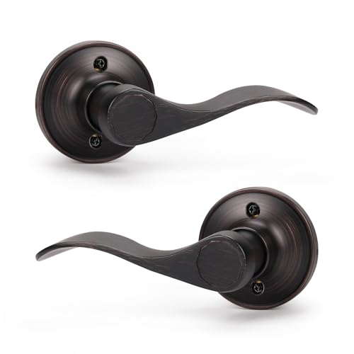 KNOBWELL 6 Set Interior Dummy Door Handles Oil Rubbed Bronze Door Levers, No-Functioning Pull Only Door Leverset(6 Left + 6 Right) by KNOBWELL - Used condition - US$91.19