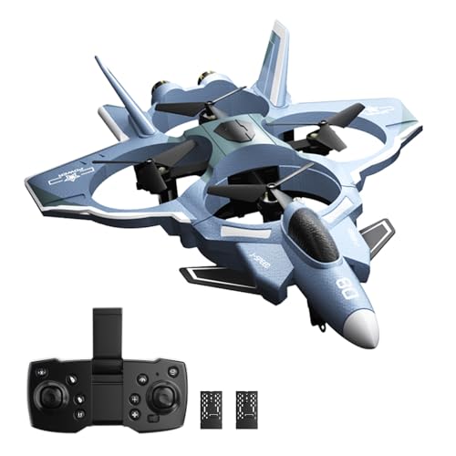 Dodoore RC Fighter Jet, RC Plane 2.4GHz 4CH Remote Control Airplane, Foam RC Aircraft Glider with 3D Flip, Altitude Hold, Headless Mode, 2 Batteries, Easy to Fly for Adults Kids Beginners (Gray)