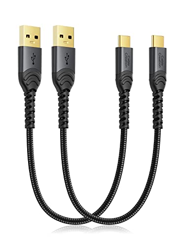 Image of CableCreation Short USB C Cable 1ft-2pcs,USBA to USBC Fast Charging Braided Type C Data Cord for Power Bank, Galaxy S23, iPad Pro iPad Mini, iPad Pro,iPhone 15 /16,Android Auto /Cellphone,PS5 Controller