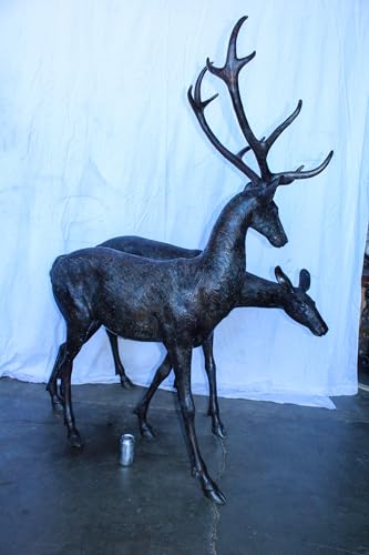 Par de estatuas de ciervo en bronce tamaño natural miniatura 5