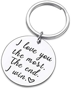 Couple Key Chain Gifts for Him Her-Husband for Girlfriend Boyfriend Wife Keychain Gifts for Anniversary Birthday Wedding Gifts from Wifey Hubby Valentine Day Gifts-I Love You Most The End I Win
