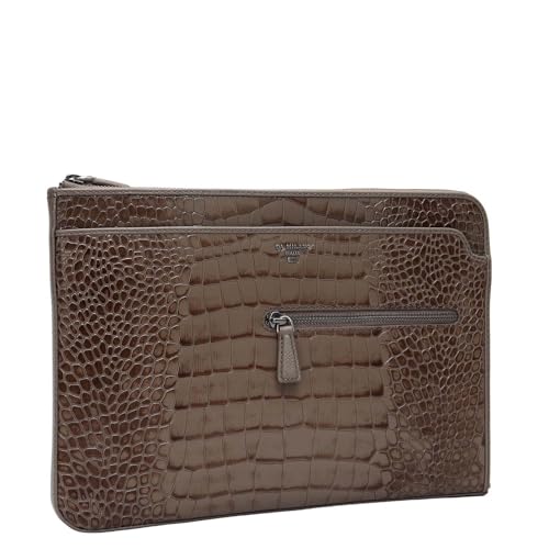 Image of Da Milano Leather Laptop Sleeve for Men & for Women - Fits Up To 14 inch Laptop - Grey (SL-1435M-A)