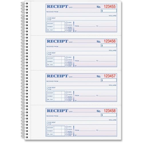 Livre de reçus de loyer autocopiant 19,5x27,9cm Adams SC1182