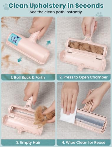 DELOMO Pet Hair Remover Roller: Reusable Lint Roller with Large Fur Bin — view 4