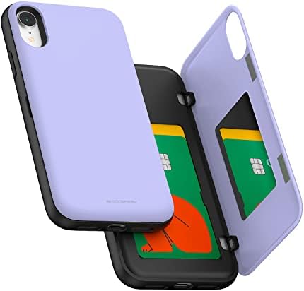 GOOSPERY iPhone XR Wallet Case with Card Holder, Protective Dual Layer Bumper Phone Case - Lilac Purple