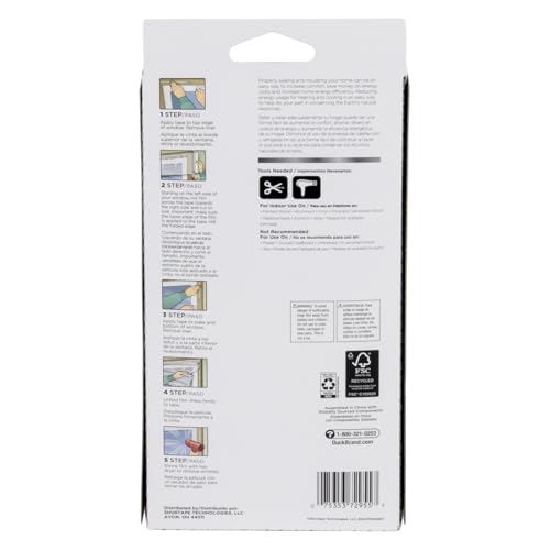 Image of Duck MAX Strength Window Insulation Kit, Winter Window Seal Kit Fits Patio Doors & Large Windows, Heavy Duty Shrink Film Insulator, Indoor Installation, Window Tape Included, 84 inch x 120 inch, Clear, 2 Pack