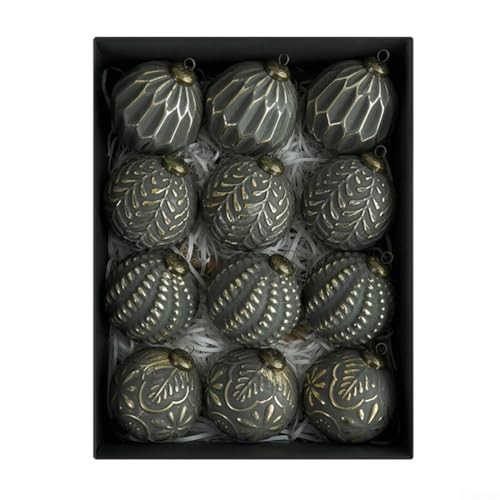 UrbanHui Christbaumkugeln im Vintage-Stil, 12 Stück, 8 cm, rustikale...