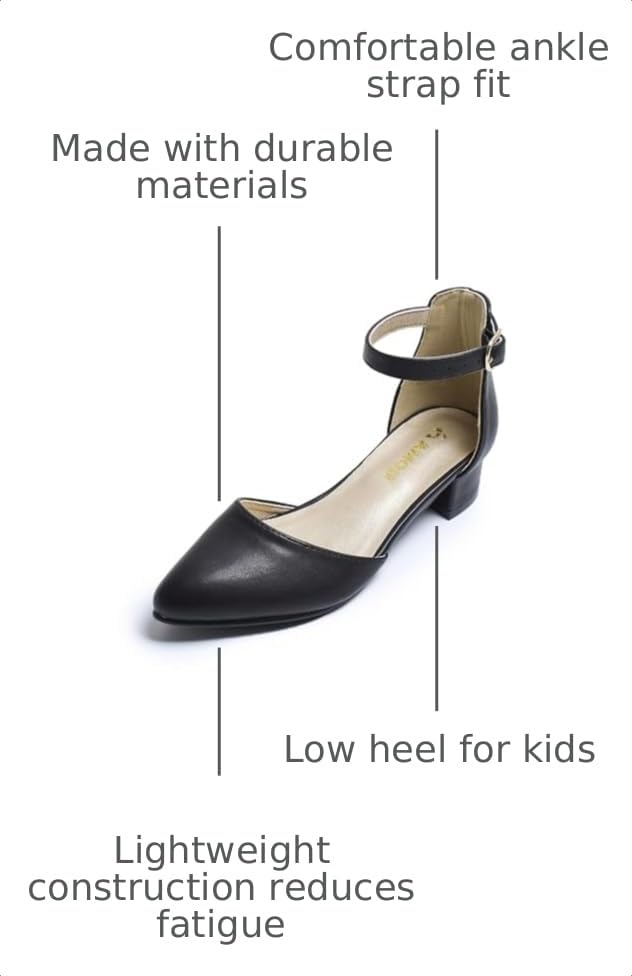 Image of Amoji Girls High Heels Kid Ankle Strap Dress Shoes Wedding Party for Little Kid Big Kid 412