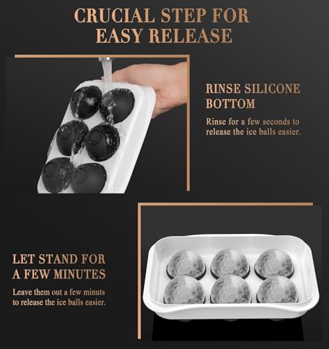 Image of Ice Cube Molds with Lid,Big Silicone Ice Cube Tray for Whiskey,2Inch Square Ice Cube Tray,Easy-Release Ice Mold,Giant Ice Cubes for Bourbon Cocktail (2, Round Black)