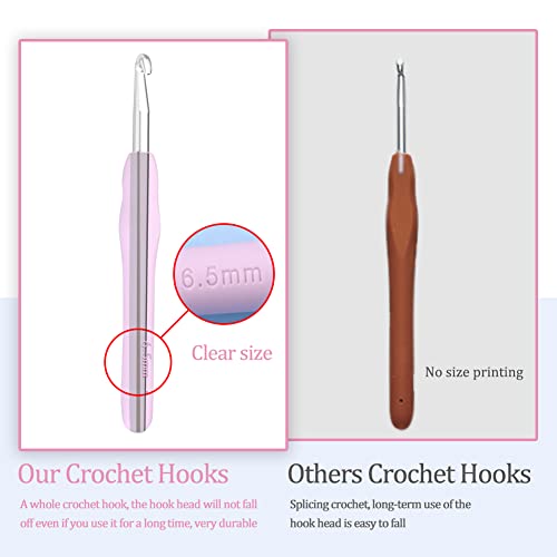 image for QMNNMA 6.5 mm Crochet Hook, Ergonomic Handle for Arthritic Hands, Extr