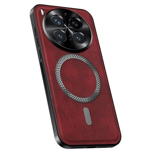 Image of for vivo X300 Pro 5G Magnetic Case PU TPU PC Phone Back Cover with Metal Lens Frame - Wine Red