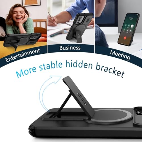 Image of ShieldTech MagStand Series Case for Samsung Galaxy A16 5G, Mobile Phone Cover with Sliding Camera Shield, Mag-Safe, Kickstand, Shockproof for Samsung Galaxy A16 5G - Black