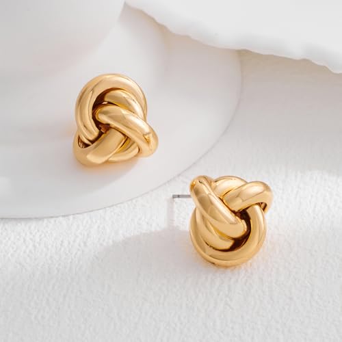 Gold/Silver Knot Stud Earrings Chunky Link Earrings Cute knot Earrings for Women Trendy Jewelry4