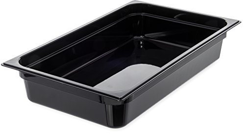 Carlisle FoodService Products StorPlus Full Size Food Pan, Polycarbonate, 4" Deep, Black + Full-Size Plastic Food Pan Lid for Catering, Buffets, and Restaurants, Polycarbonate - (Pack of 6)