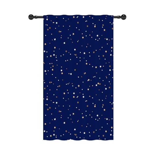YONGFOTO 107x215cm Cortinas Opacas para Dormitorio Estrellas en Azul Marino Bolsillo Superior para Varilla Cortinas para Sala de Estar habitación Infantil decoración de Interiores Juego de 1 Panel
