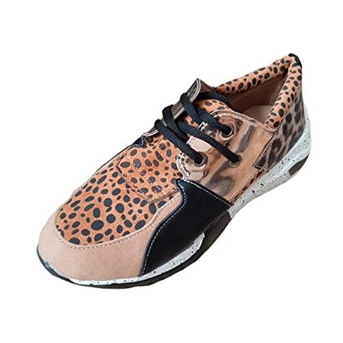 Monbof Women's Leopard Style Lace Up Tennis Breathable Outdoor Sports Shoes Aerial Jogging Fitness Canvas Low-top Black And White Breathable High-top Walking