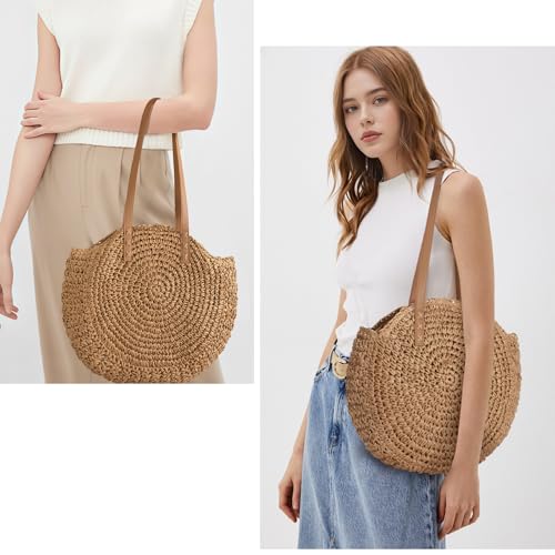 Image of Trifabricy Beach Bags for Women, Woven Straw Tote Bags,Large Beach Bag, Weaving Swim Shopping Travel Bag Waterproof