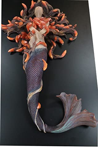 Ebros Sheila Wolk Metamorphosis Statue Mermaid With Goldfish Hair Easel Back Plaque 13.75" Tall #TOP6