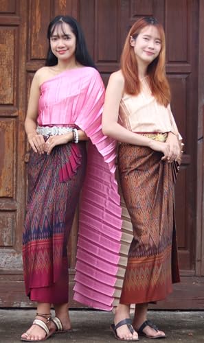 RaanPahMuang Thailand Eastern Isaan Style Ladies Wrap Skirt Sarong Woven Art4